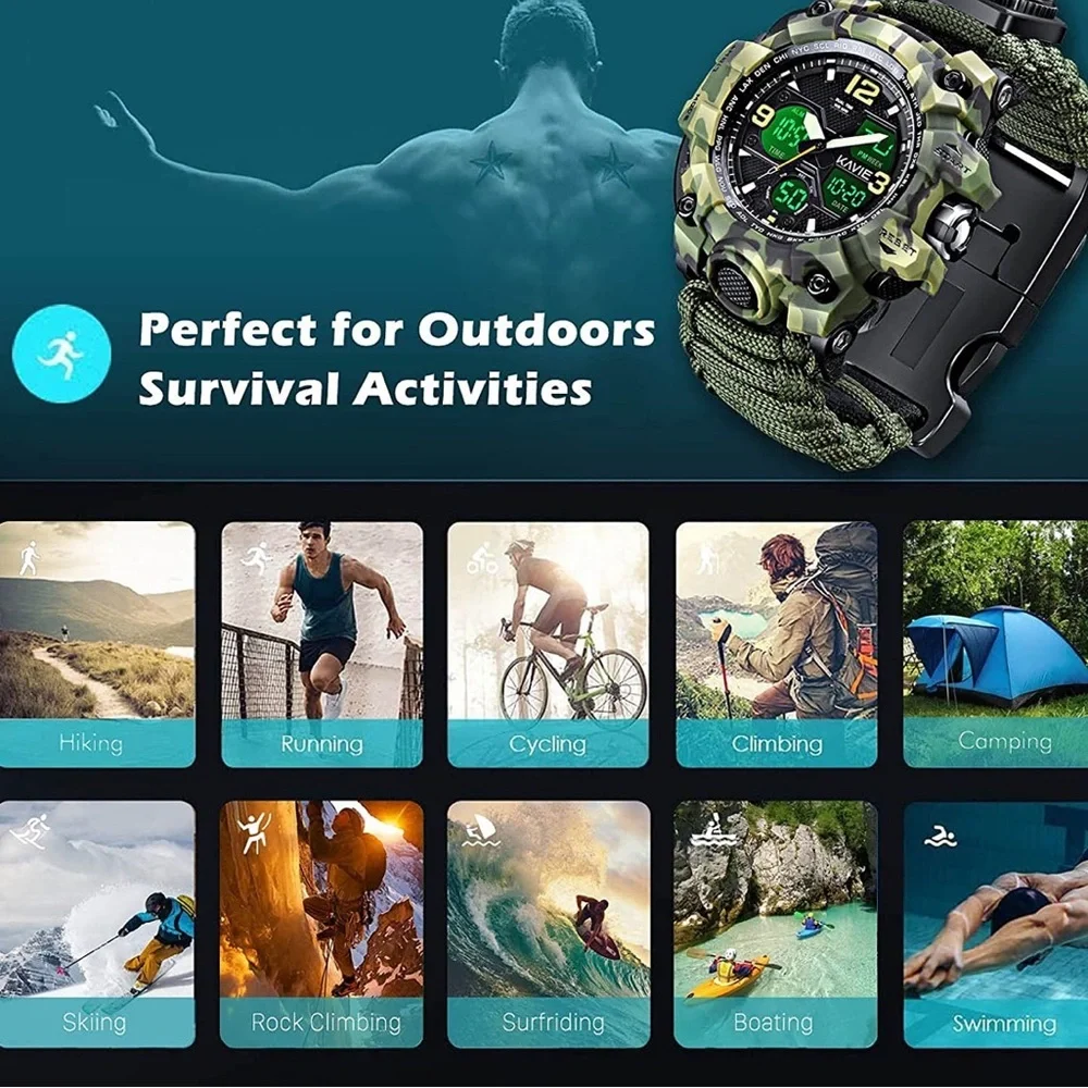 23-in-1 Survival Military Digital Watch, Mens Tactical Multi-Functional …